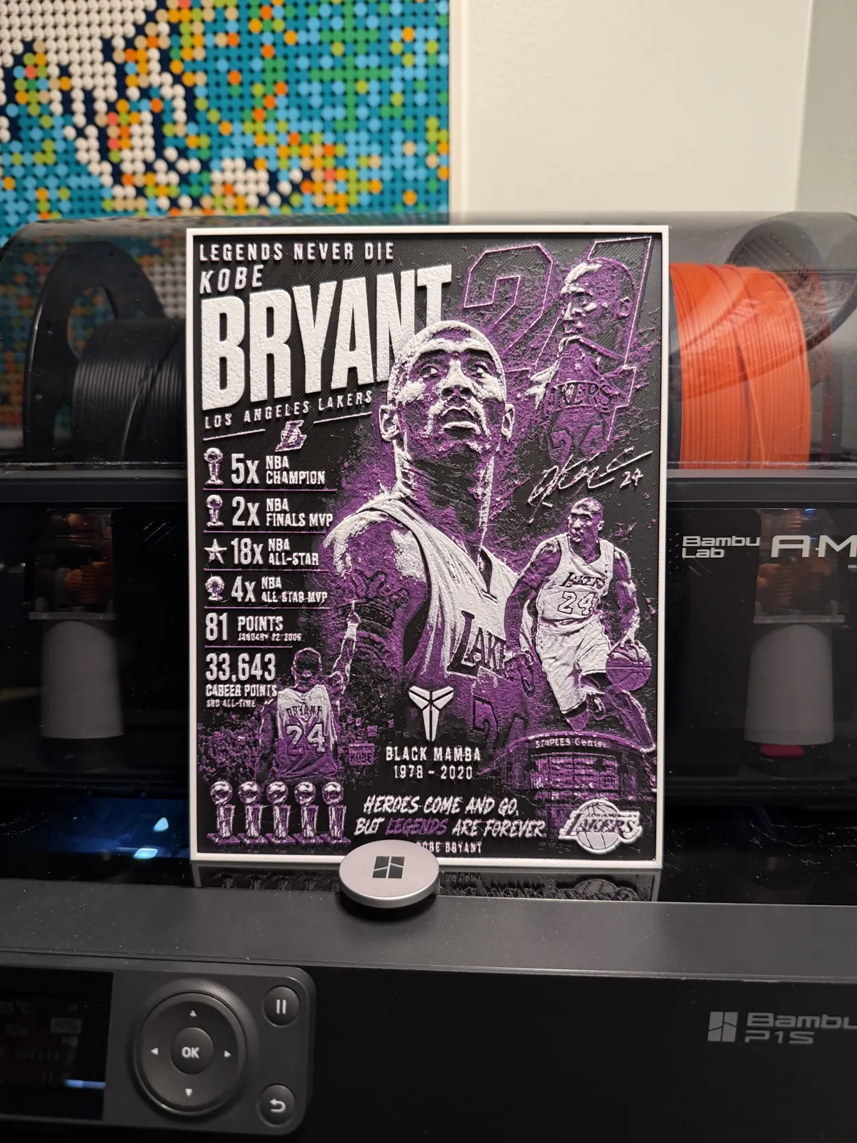 Kobe Lakers Player Card HueForge (w + w/o AMS)