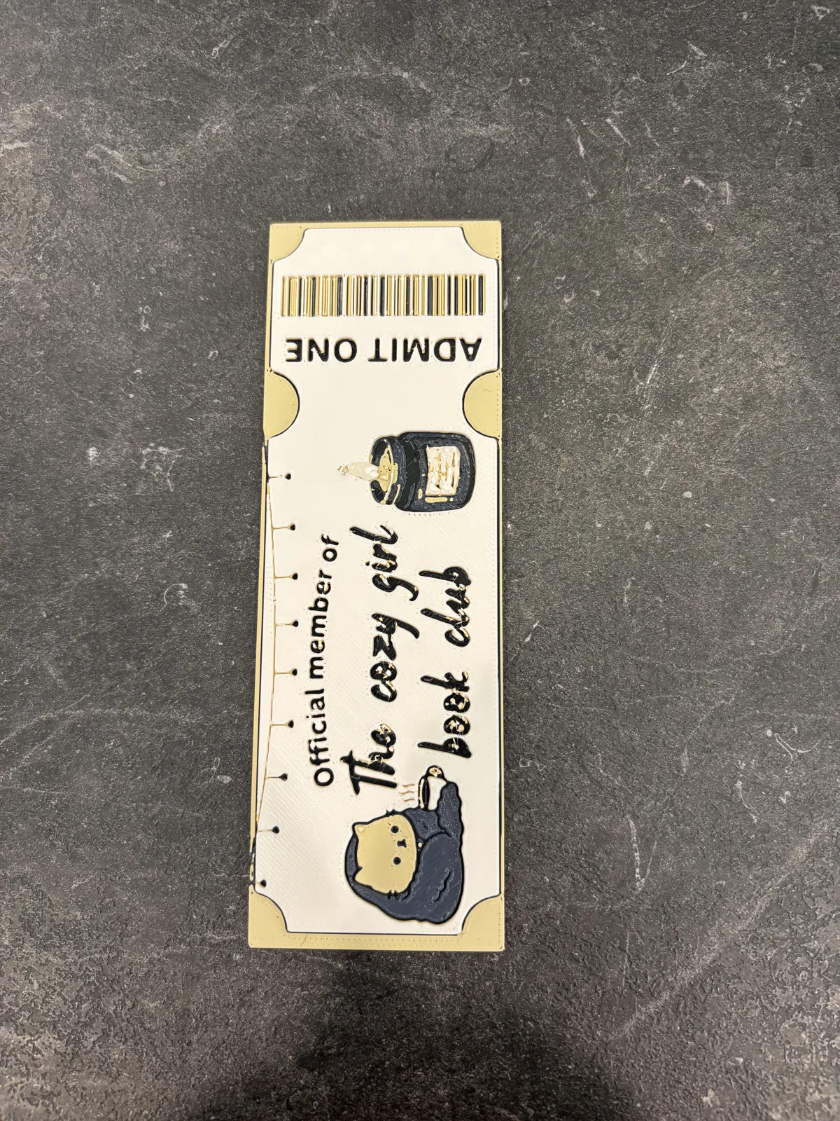 Cozy Girl Ticket Bookmark Hueforge