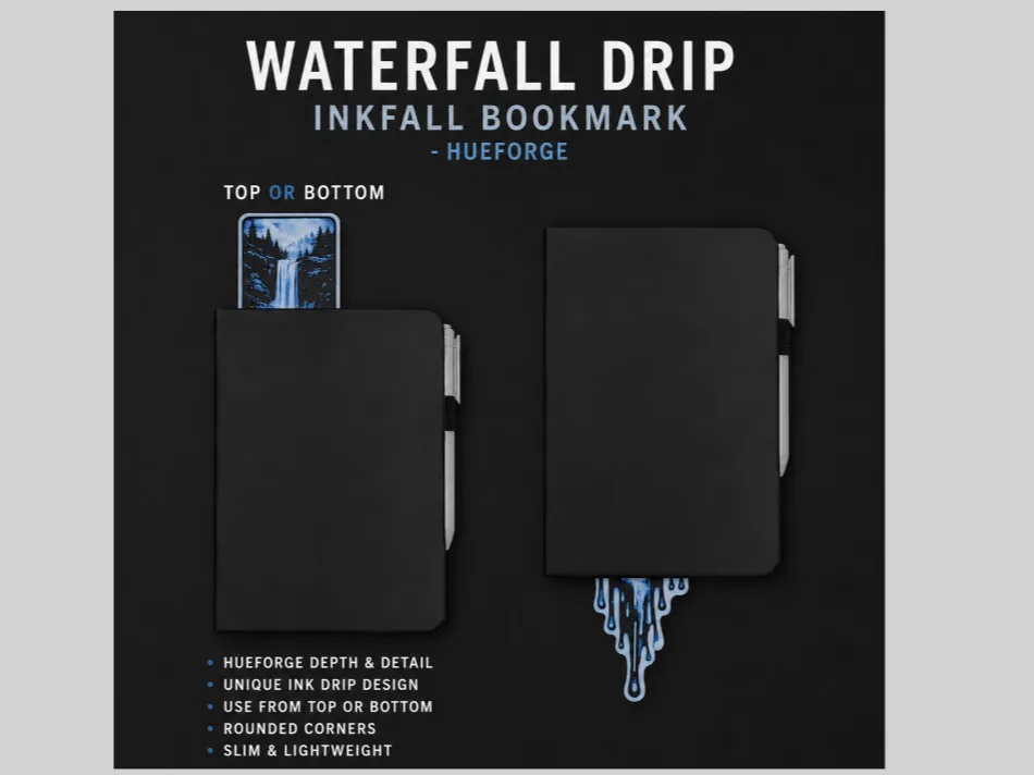 Waterfall Inkfall Bookmark - Hueforge
