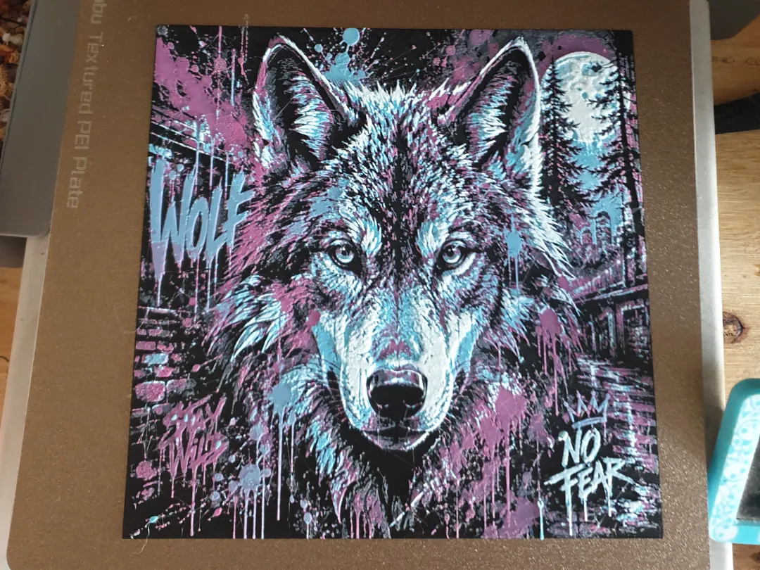 Graffiti Wolf 5 Colour HueForge Wall Art