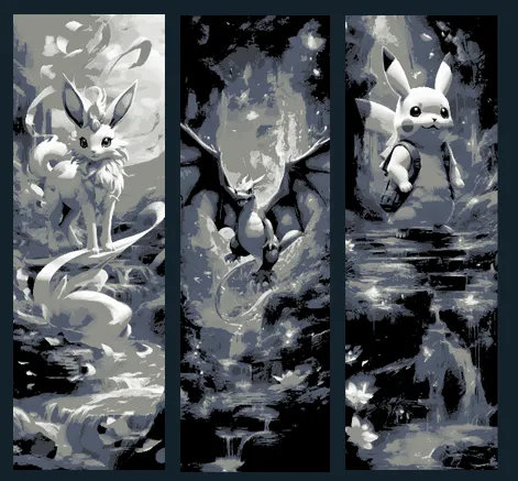 Set of 3 Pokemon Bookmarks - Pikachu, Charizard and Sylveon - Hueforge