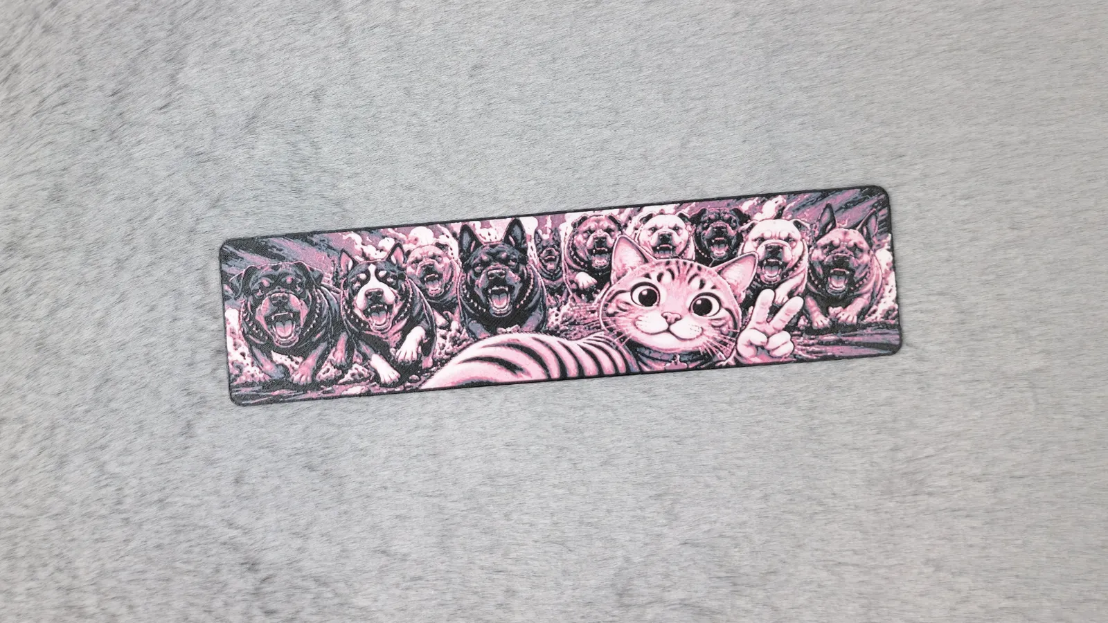 Funny Cat vs Angry Dogs HueForge Bookmark