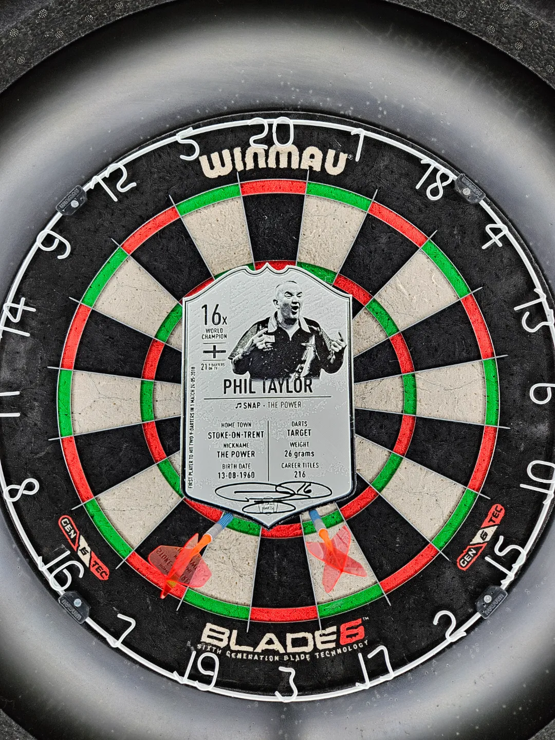 Phil Taylor "The Power" Dartcard