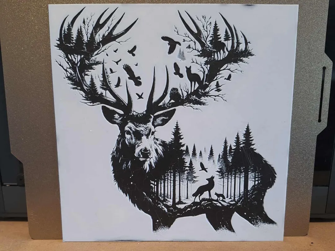 Forest deer - 2 colour hueforge - double exposure