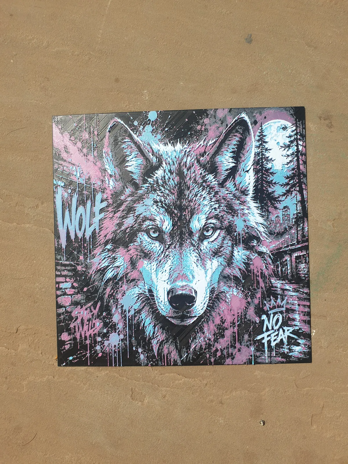 Graffiti Wolf 5 Colour HueForge Wall Art