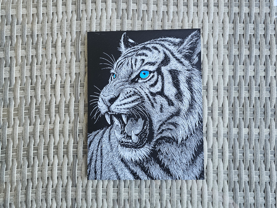 Tiger leuchtende Augen Tier Hueforge
