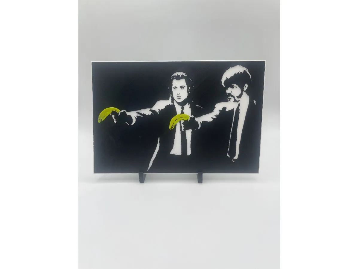 Banksy-inspired Pulp Fiction HueForge print.