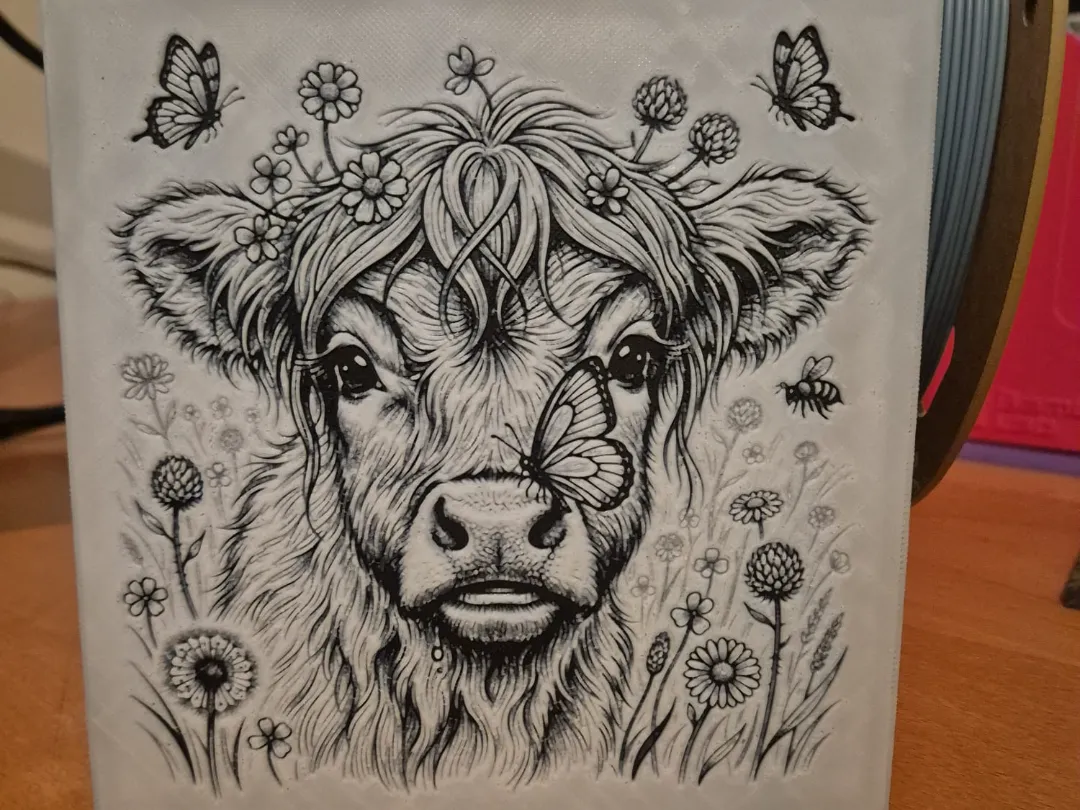 highland cow butterflys hueforge