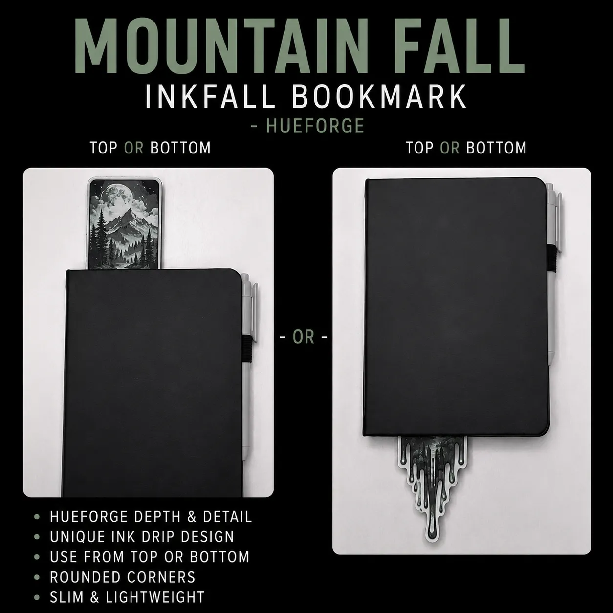 Mountain Fall Inkfall Bookmark - Hueforge