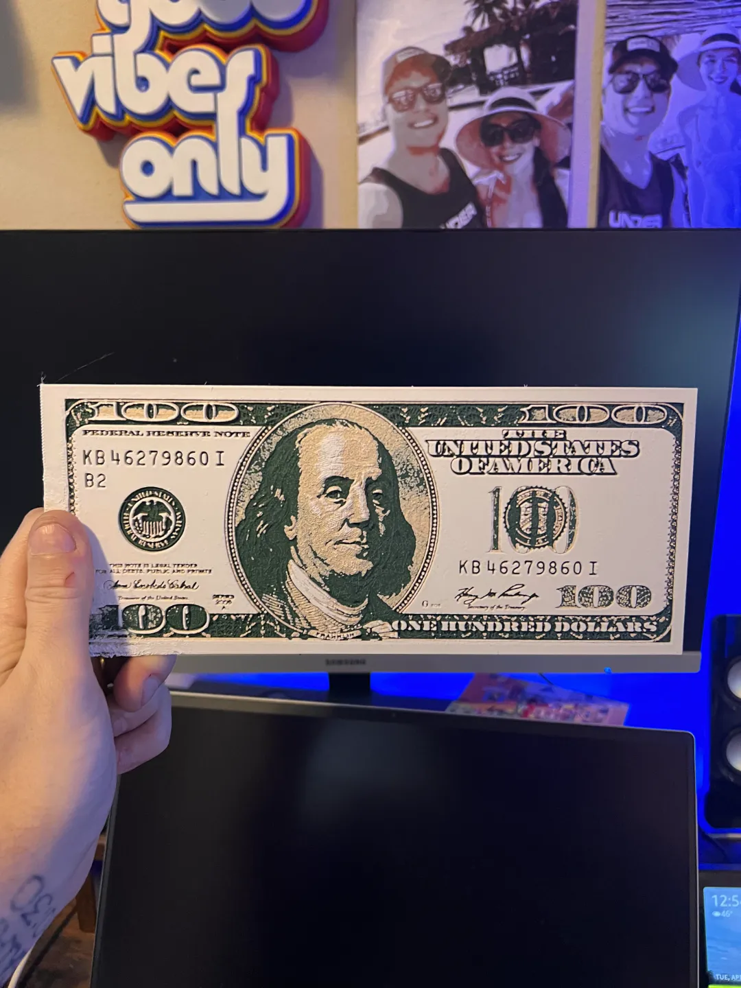 100 Dollar Bill Hueforge