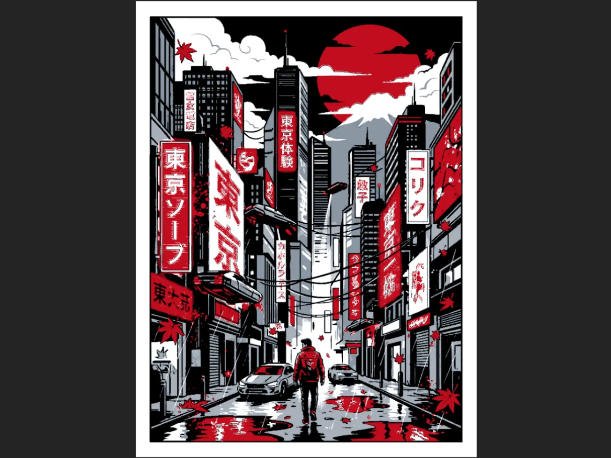 Neo Tokyo Skyline Hueforge