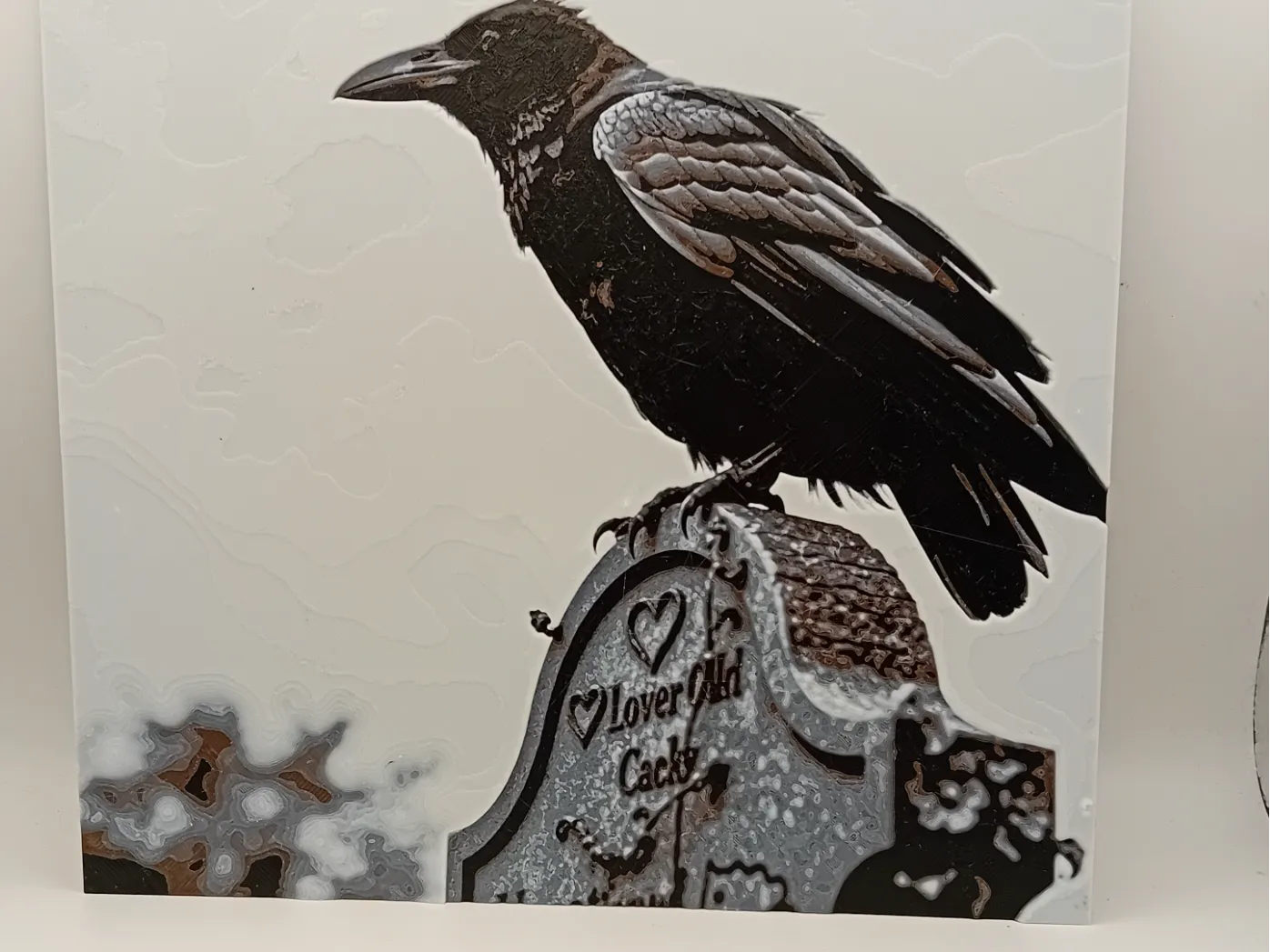 The raven hueforge - hue forge crow on grave stone