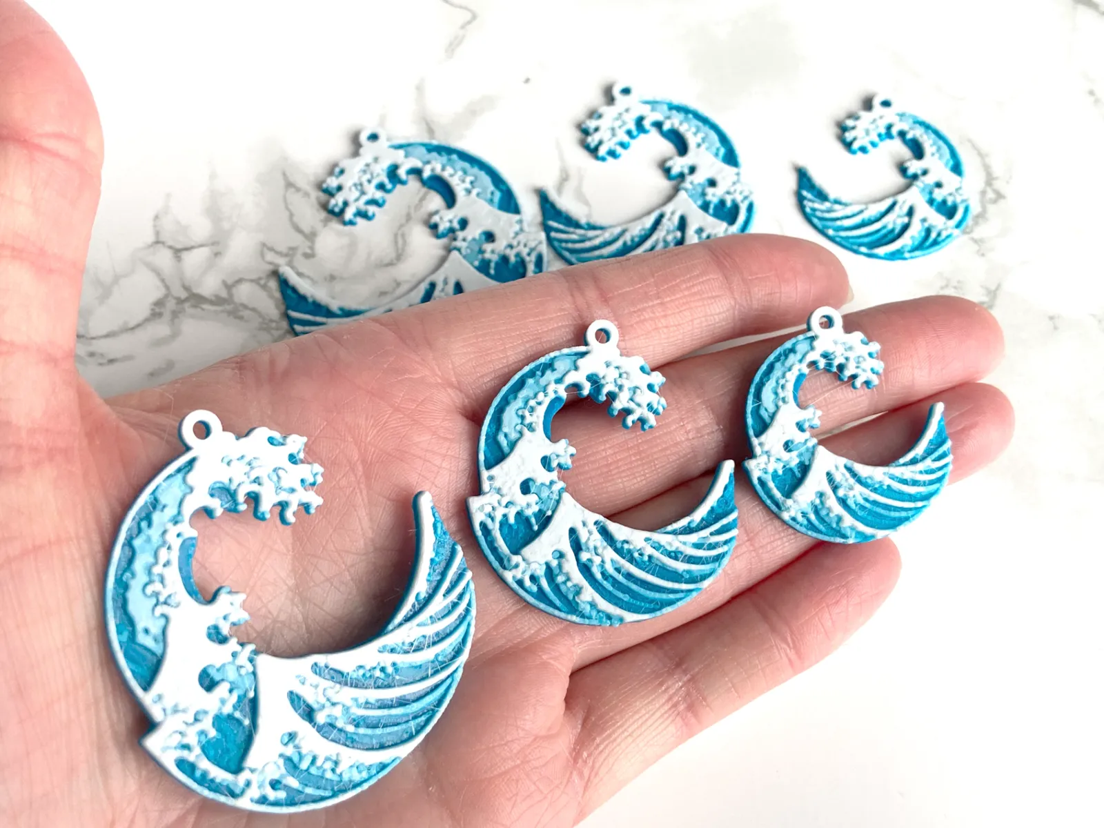 The Great Wave off Kanagawa HueForge Earrings