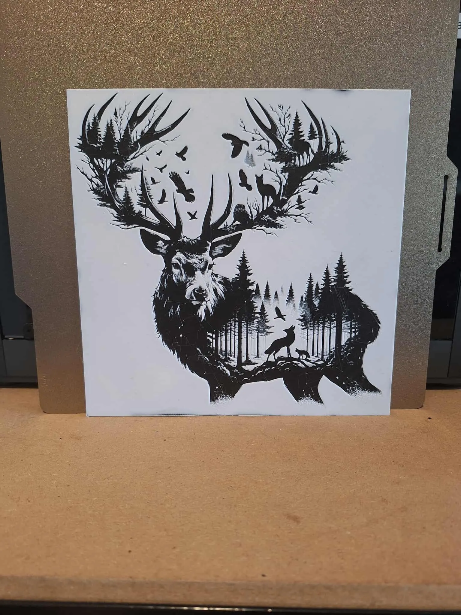 Forest deer - 2 colour hueforge - double exposure