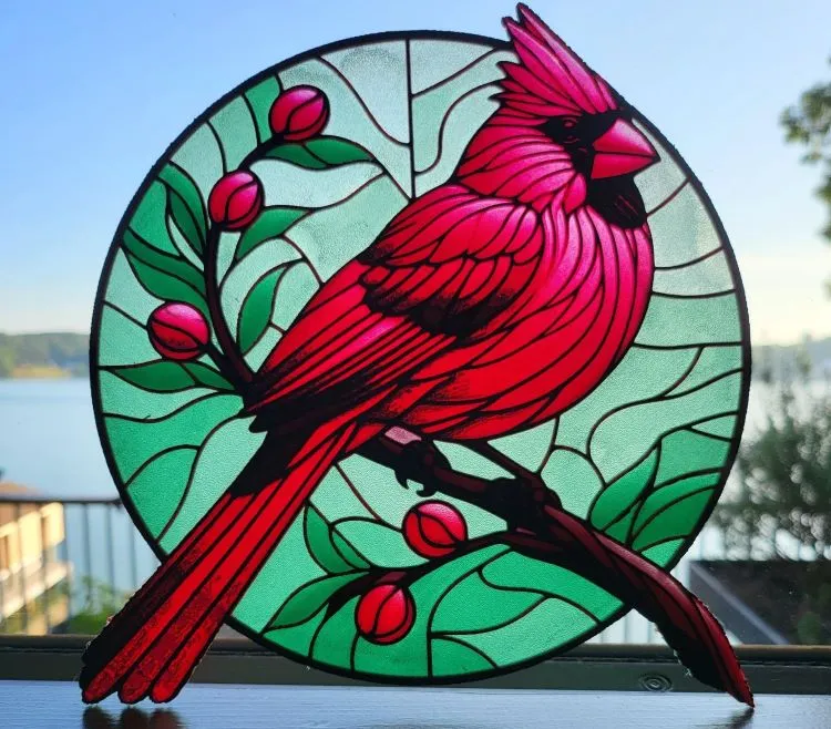 Stained Glass HueForge Cardinal