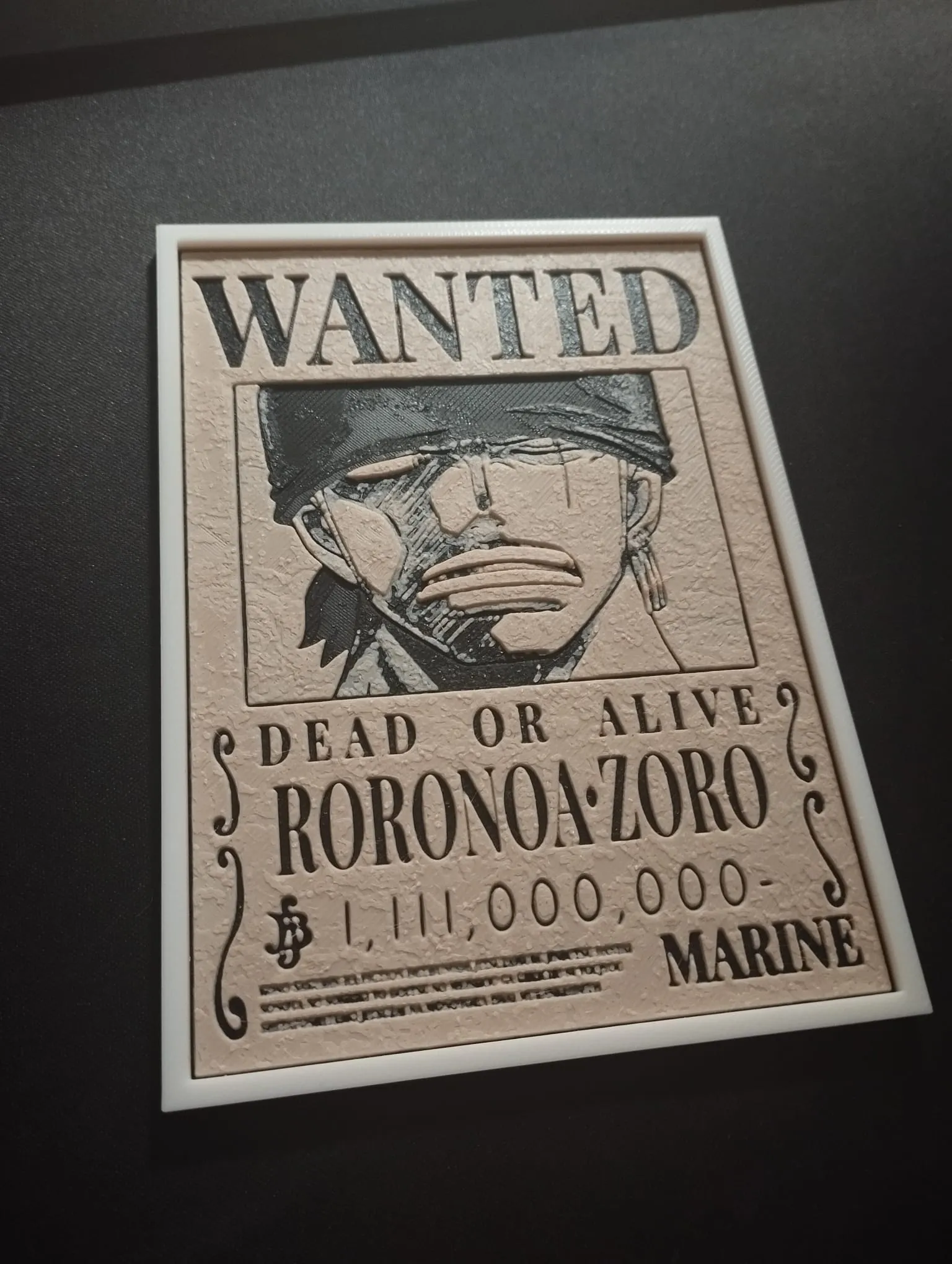Zoro Wanted Poster (One Piece Hueforge)