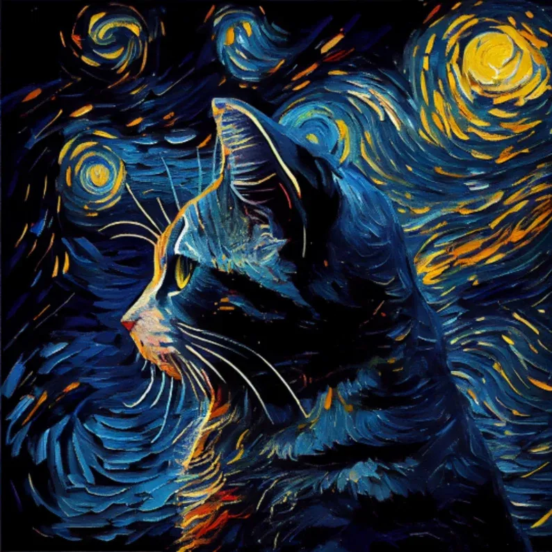 Cat in Van Gogh style Hueforge