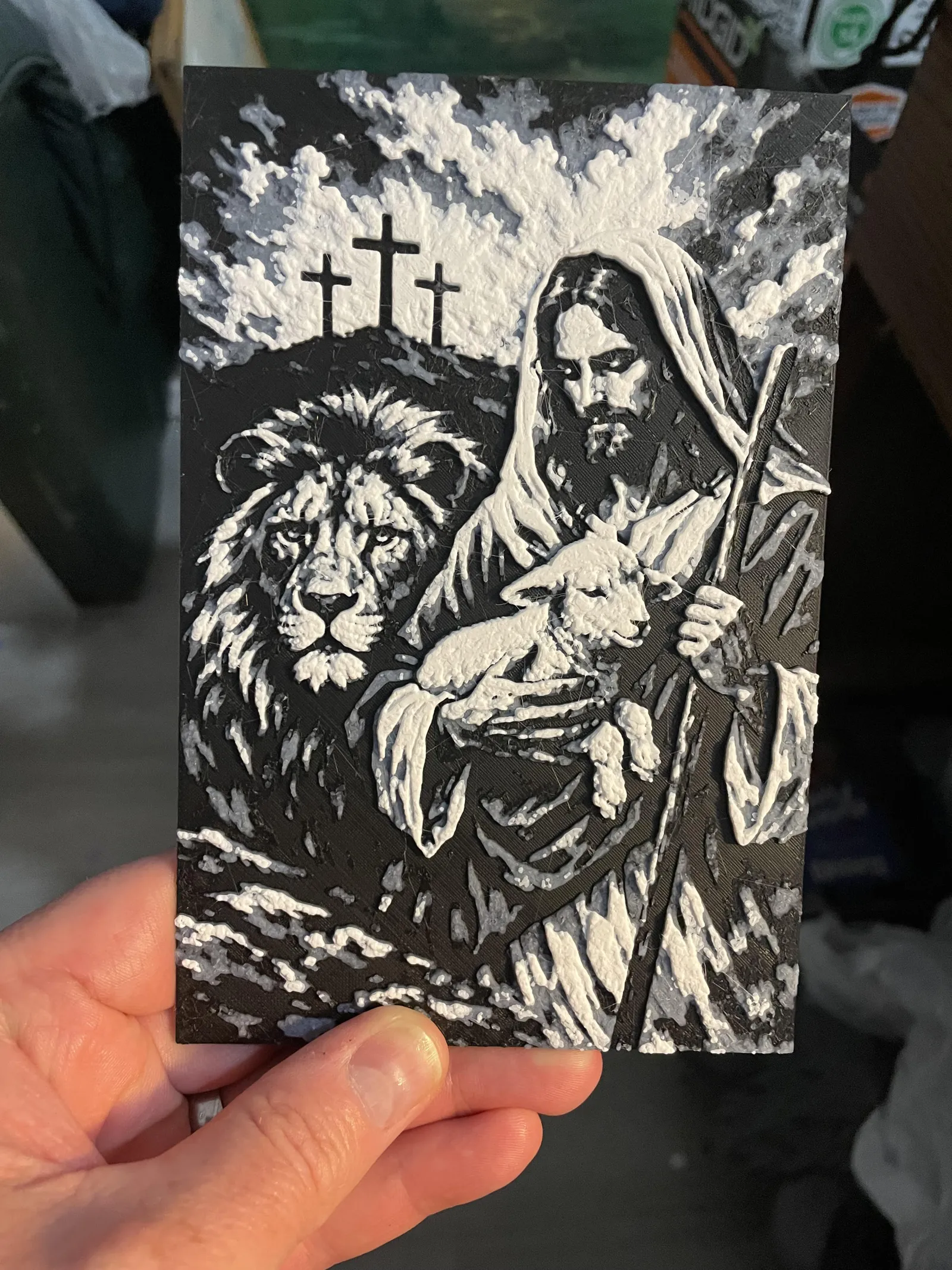 Jesus with Lion and Lamb Hueforge