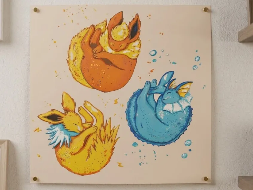 Pokemon Flareon Jolteon Vaporeon Hueforge Poster