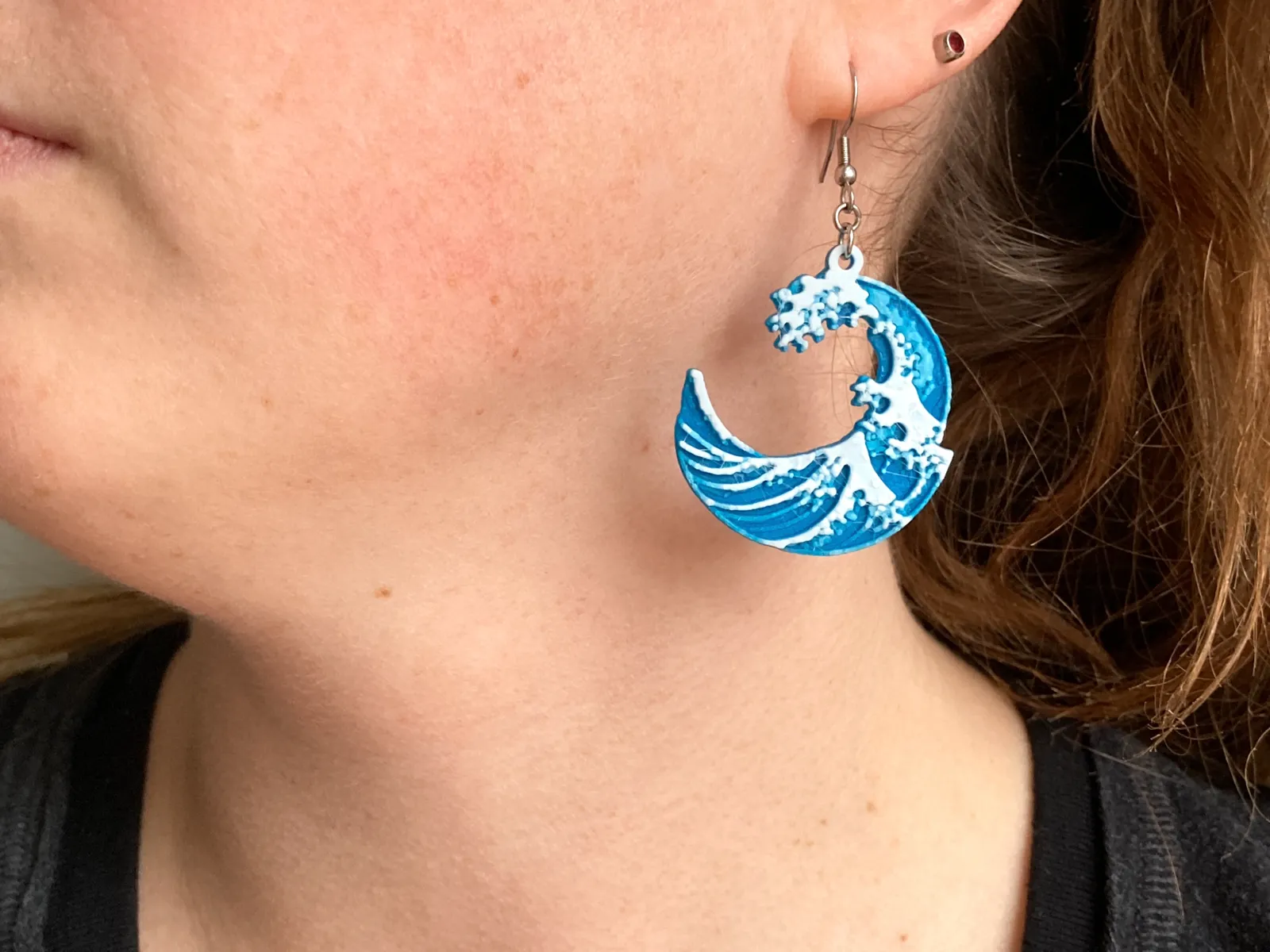 The Great Wave off Kanagawa HueForge Earrings