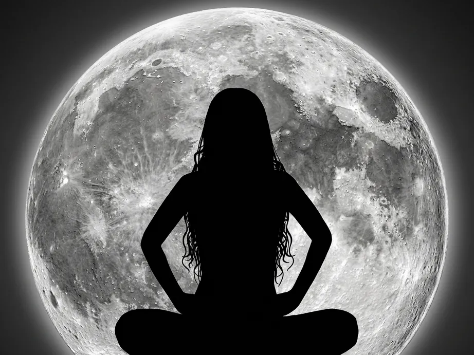 femme devant la lune