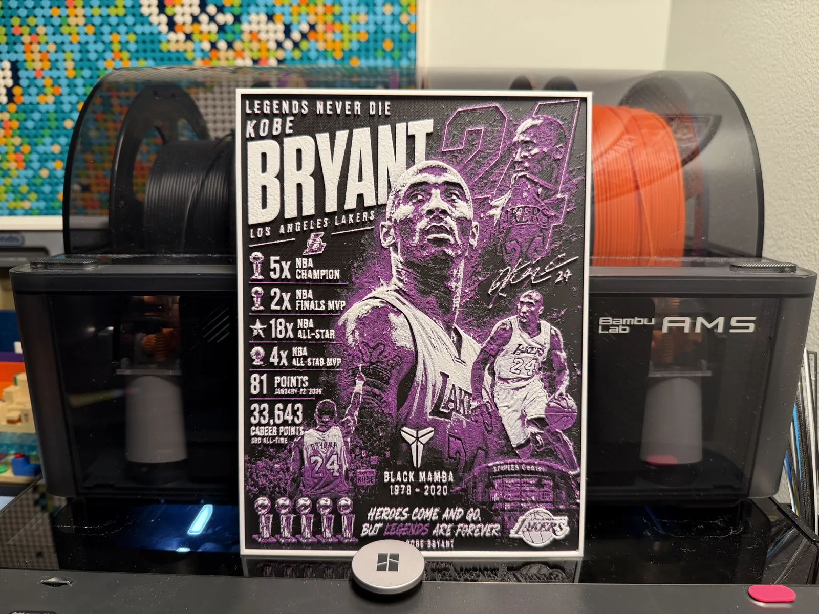 Kobe Lakers Player Card HueForge (w + w/o AMS)