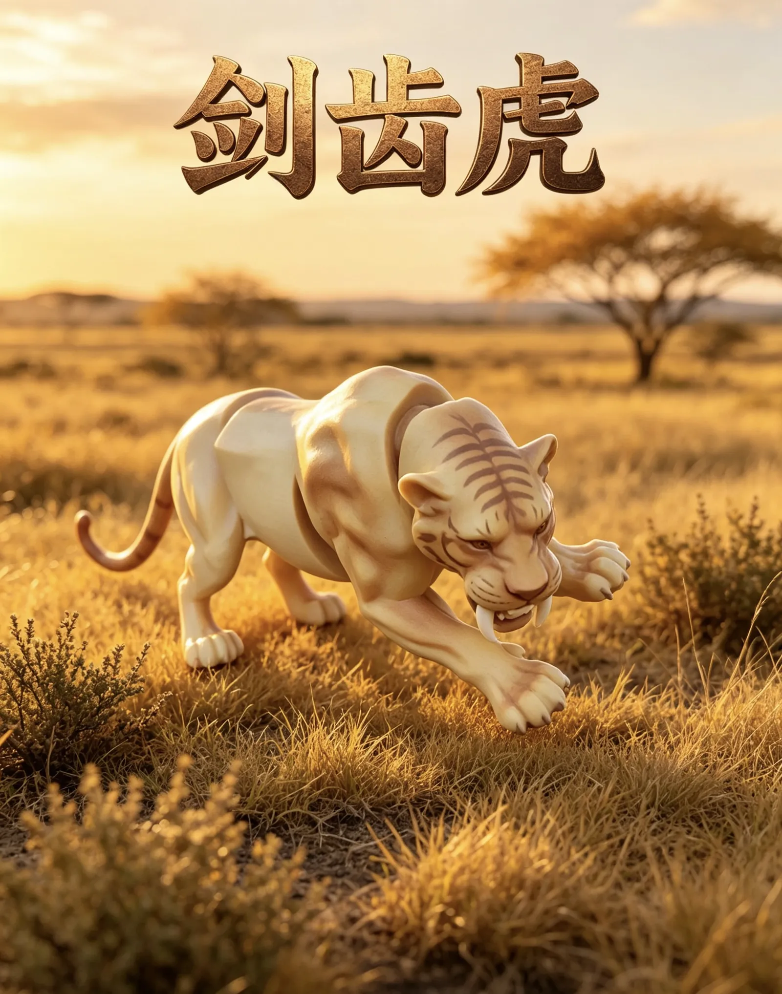 剑齿虎 可活动关节一体打印模型