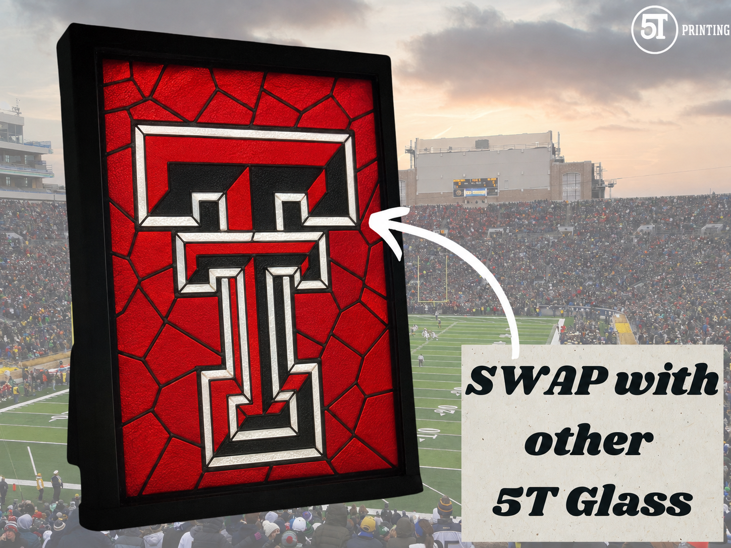 Texas Tech Swappable Stained Glass Light
