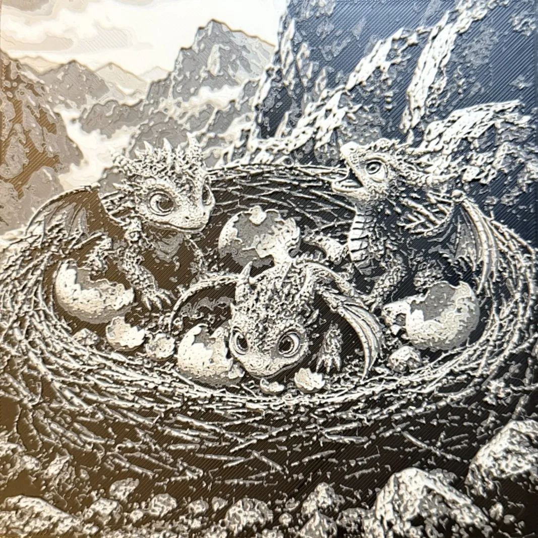Hueforge - Nid de trois bébés dragon mignons