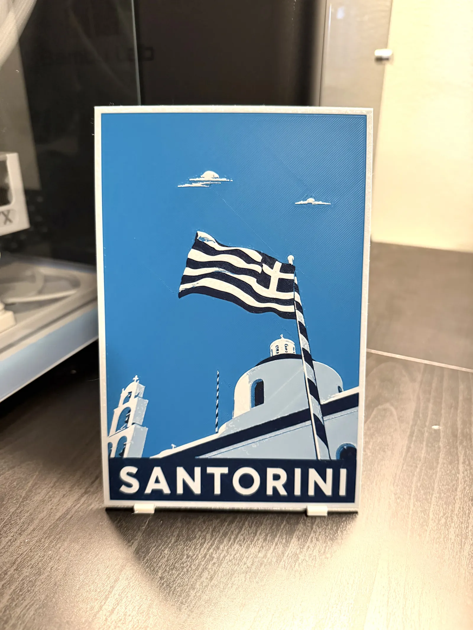 Santorini Greece Blue Dome Building/Flag HueForge