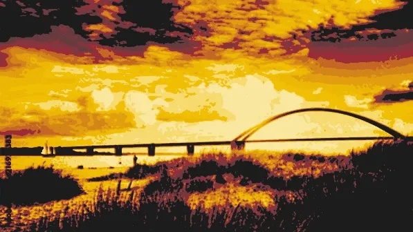 Fehmarn Brücke Panorama Sonnenuntergang