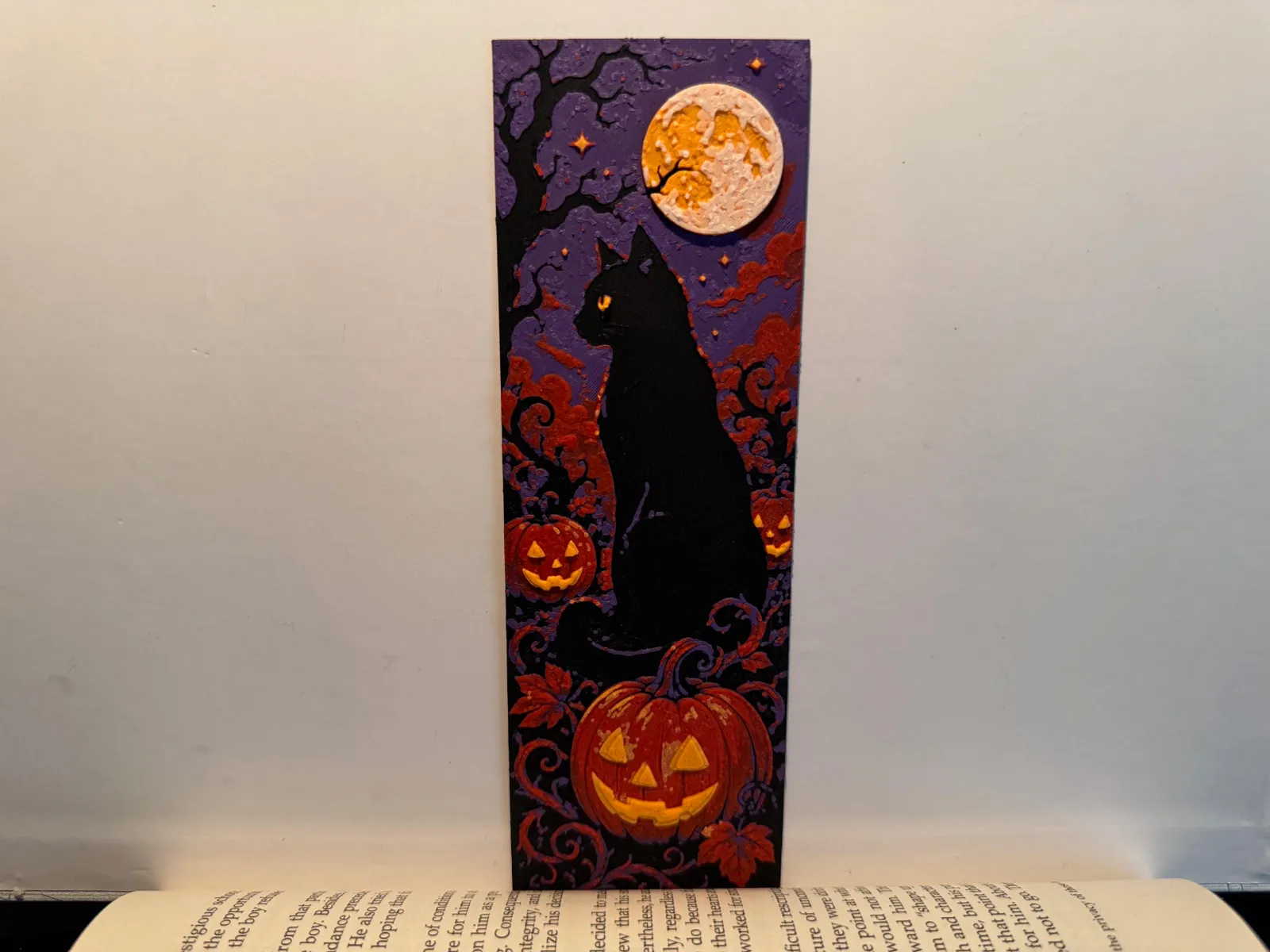 Moonlit Halloween Cat Garden - Bookmark