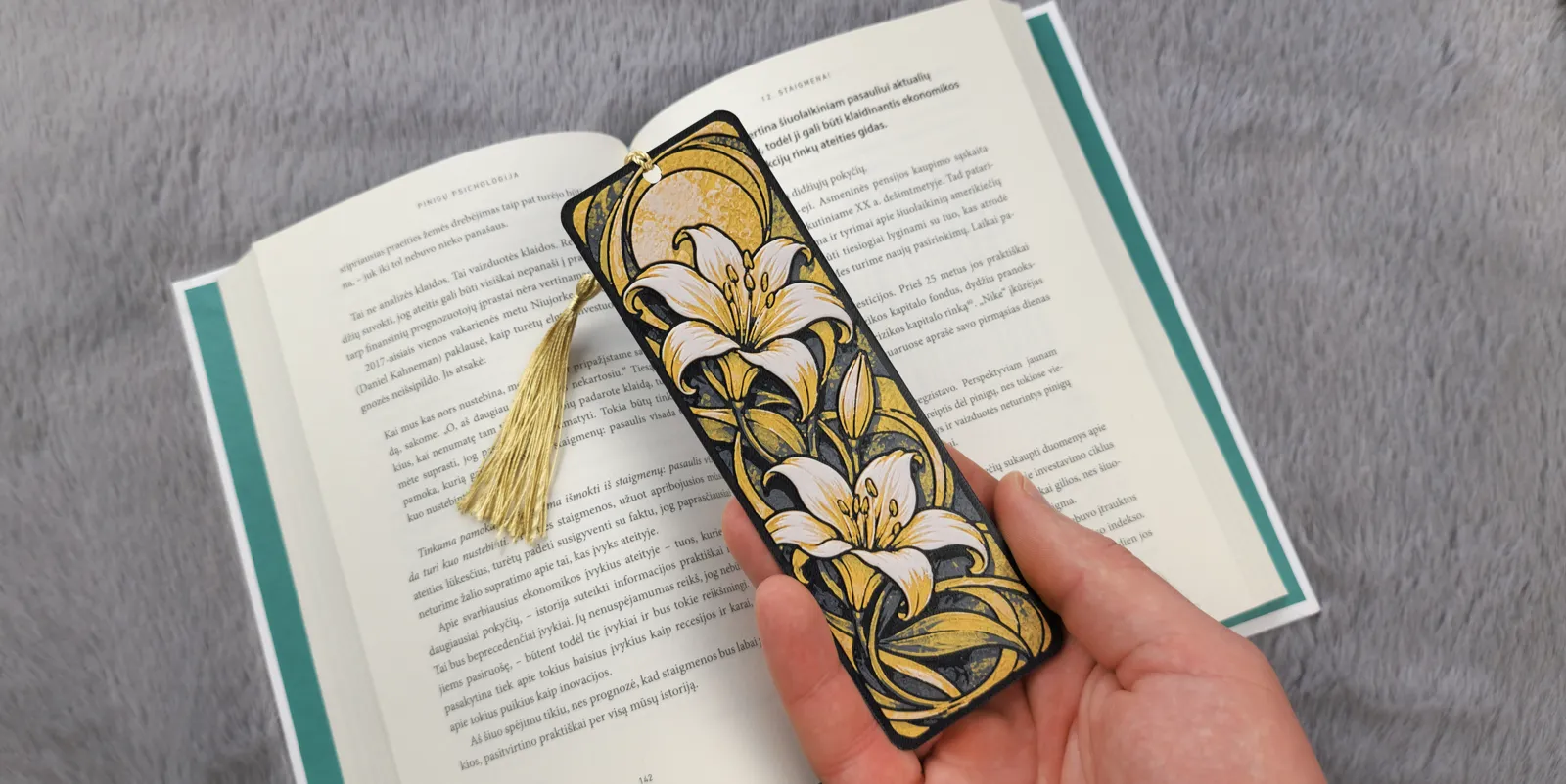 Elegant Golden Lily Bookmark