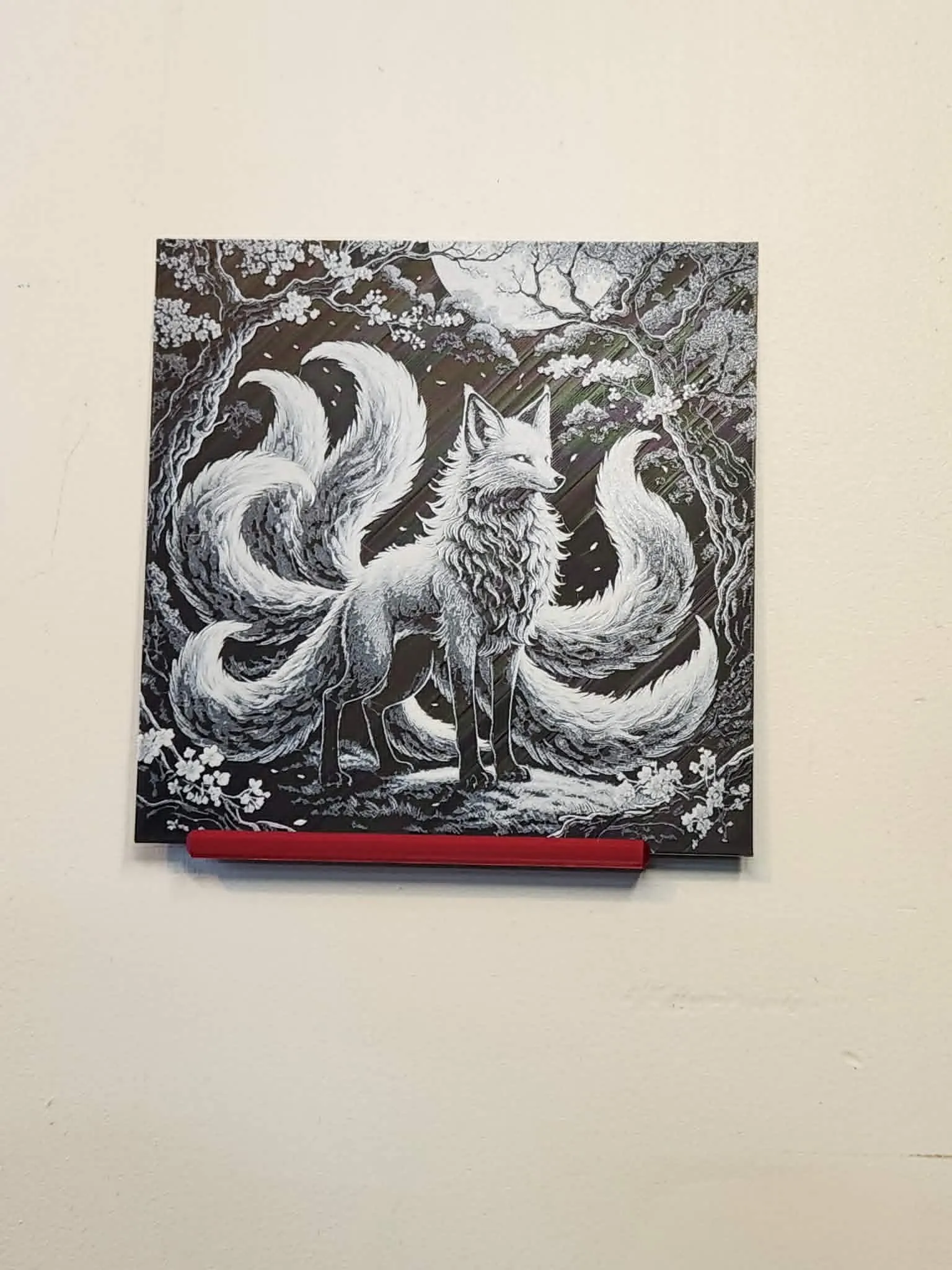 Hueforge - Elegant White Kitsune in Forest