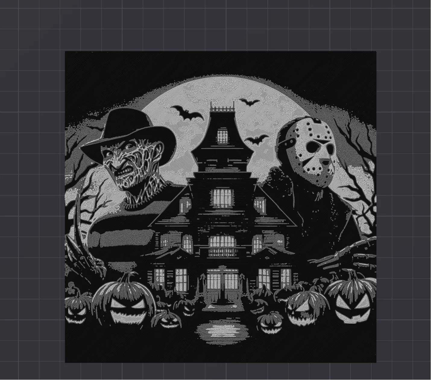 Halloween Freddy and Jason - Hueforge 3 color filament painting