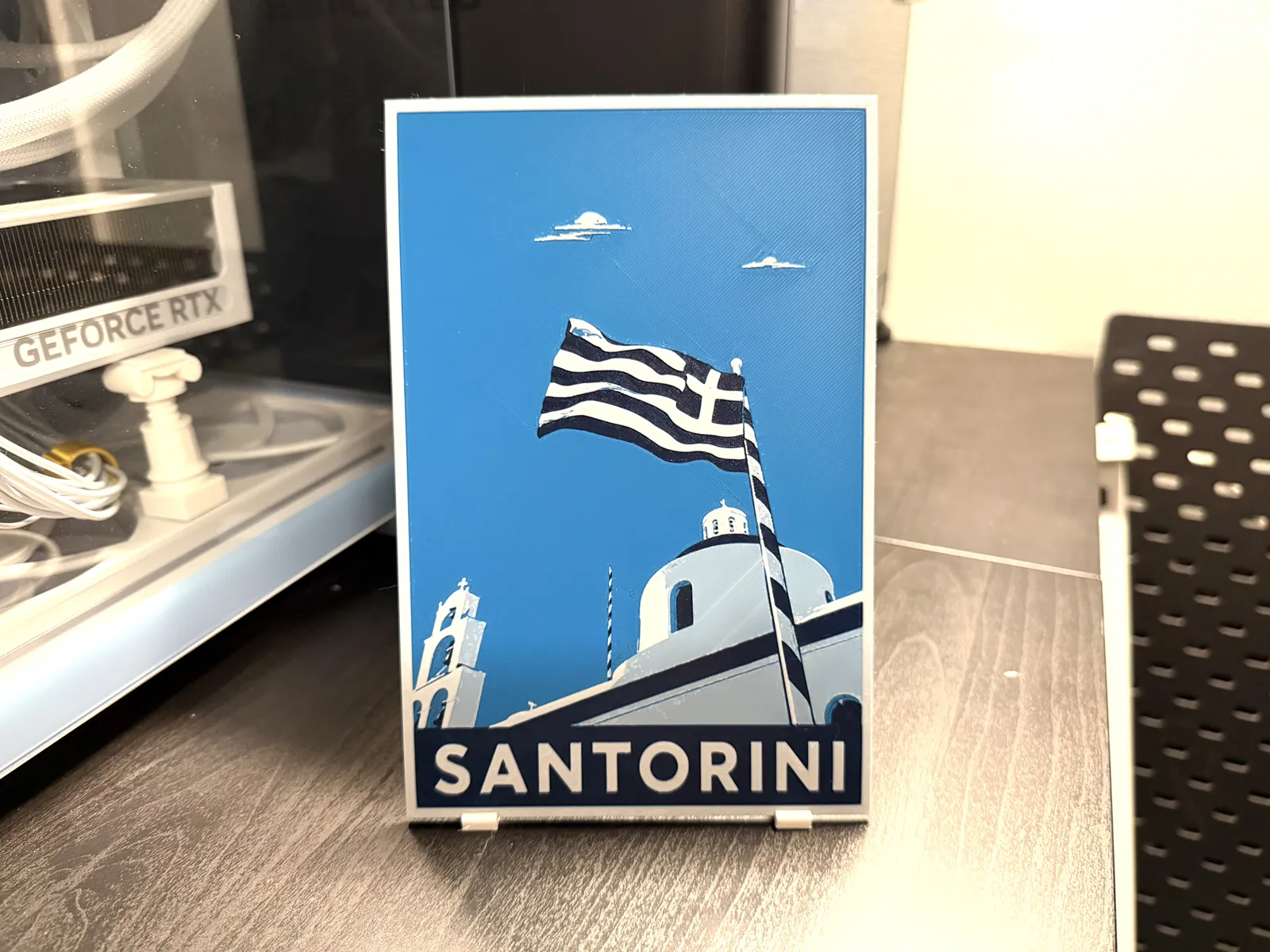 Santorini Greece Blue Dome Building/Flag HueForge