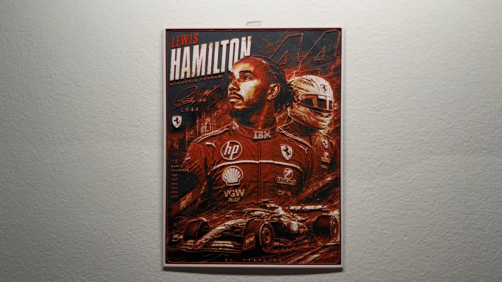 Lewis Hamilton F1 Ferrari Driver Card HueForge