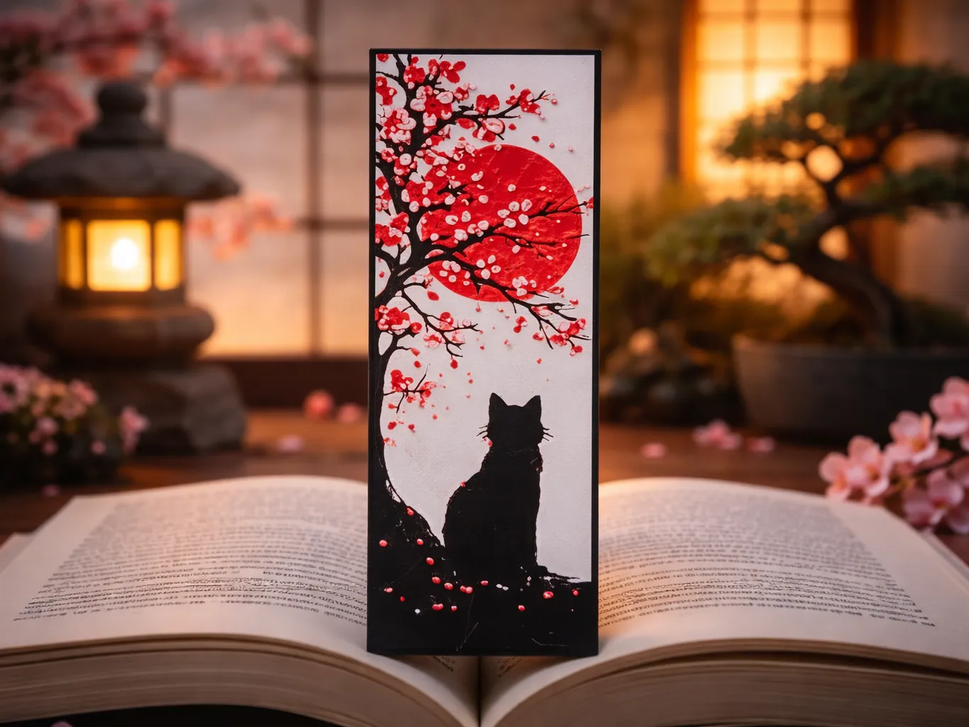 Valentine’s Gift: Sakura Moon Cat - Bookmark