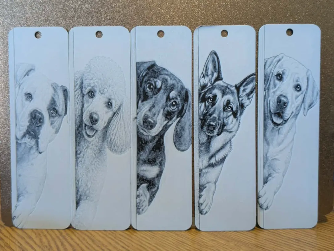 Set of 5 peeking dogs bookmarks