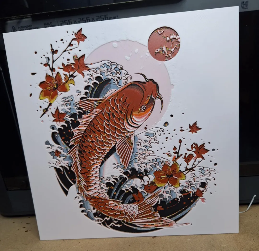 Koi Wave and Moon hueforge - A1 Mini Profile inc