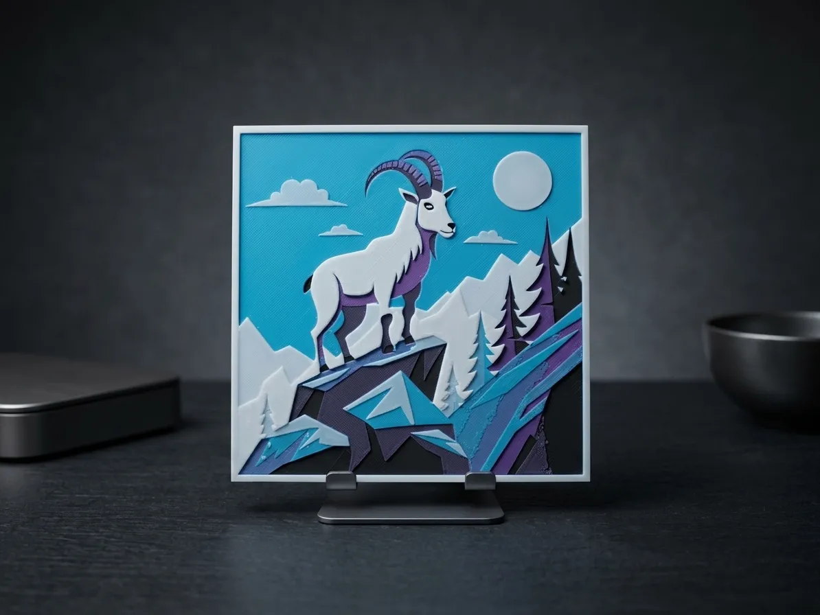 Retro Mountain Goat - Hueforge / 2D Art