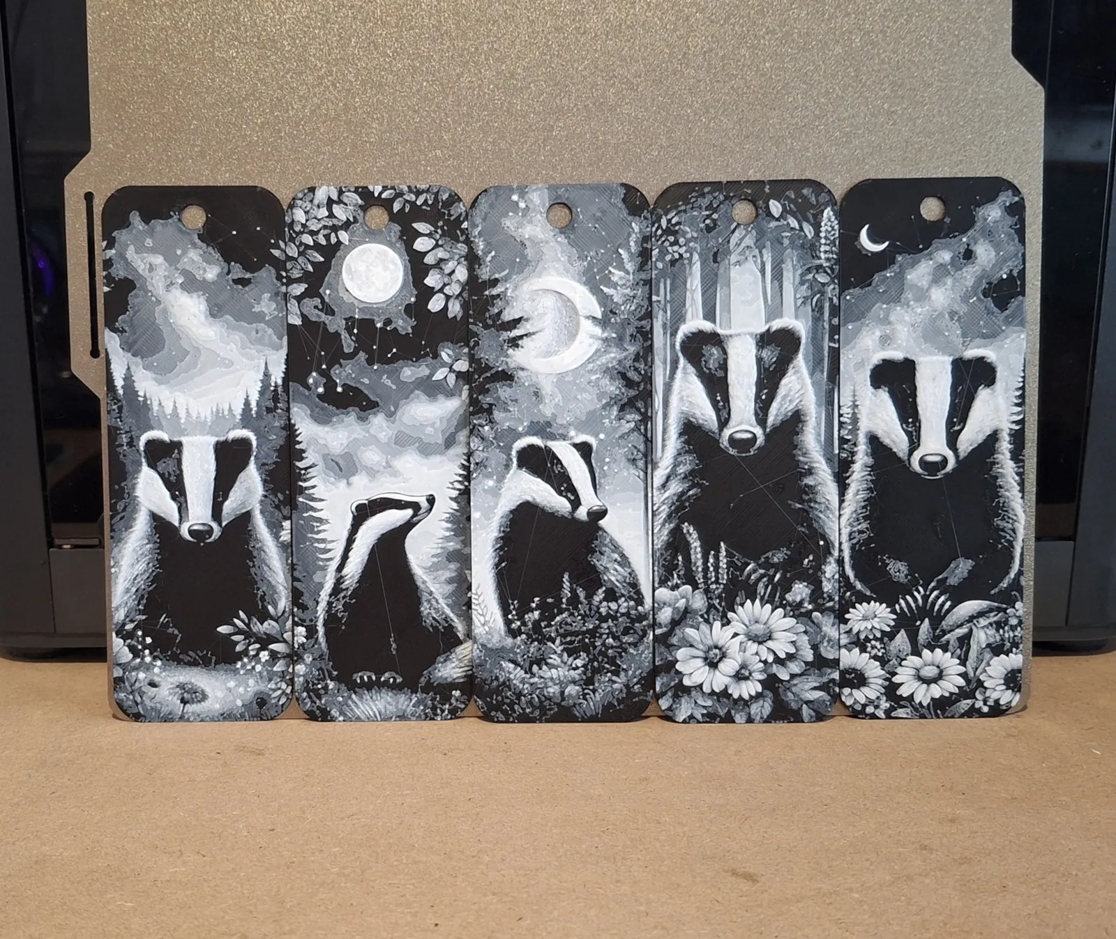Set of 5 badger bookmarks