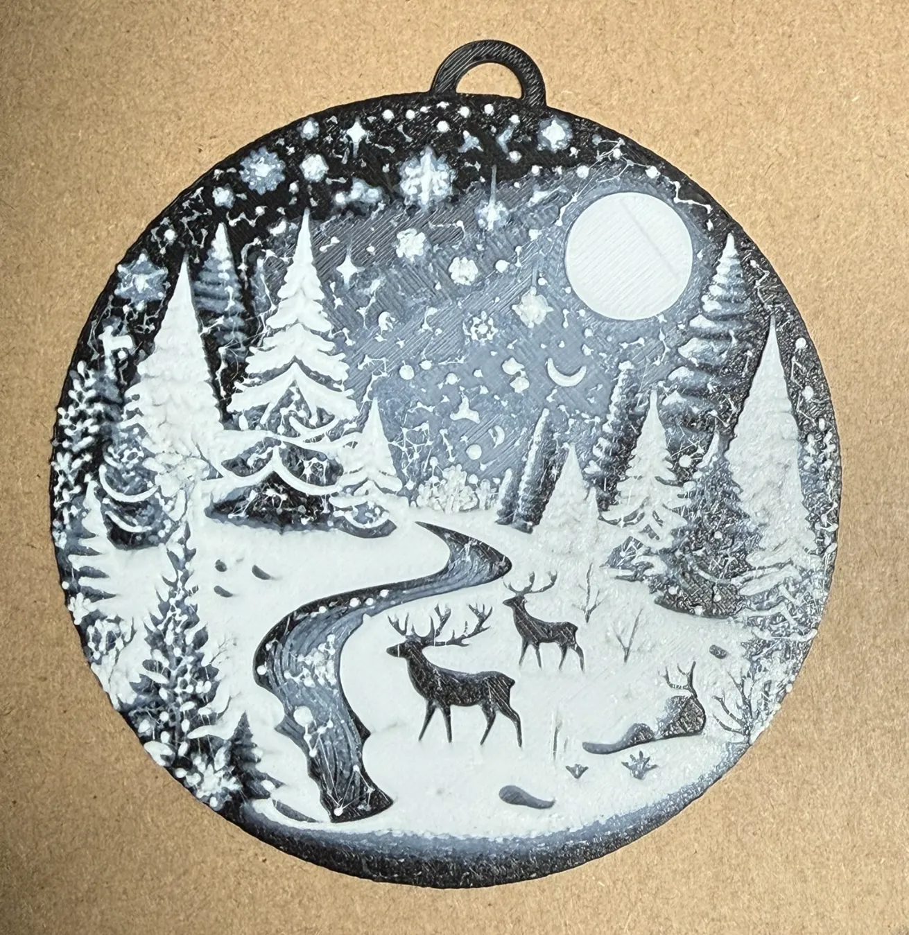 Christmas landscape in snow globe hueforge