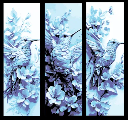 The beauty of the Hummingbird - Flying amongst the flowers - Set of 3 Bookmarks