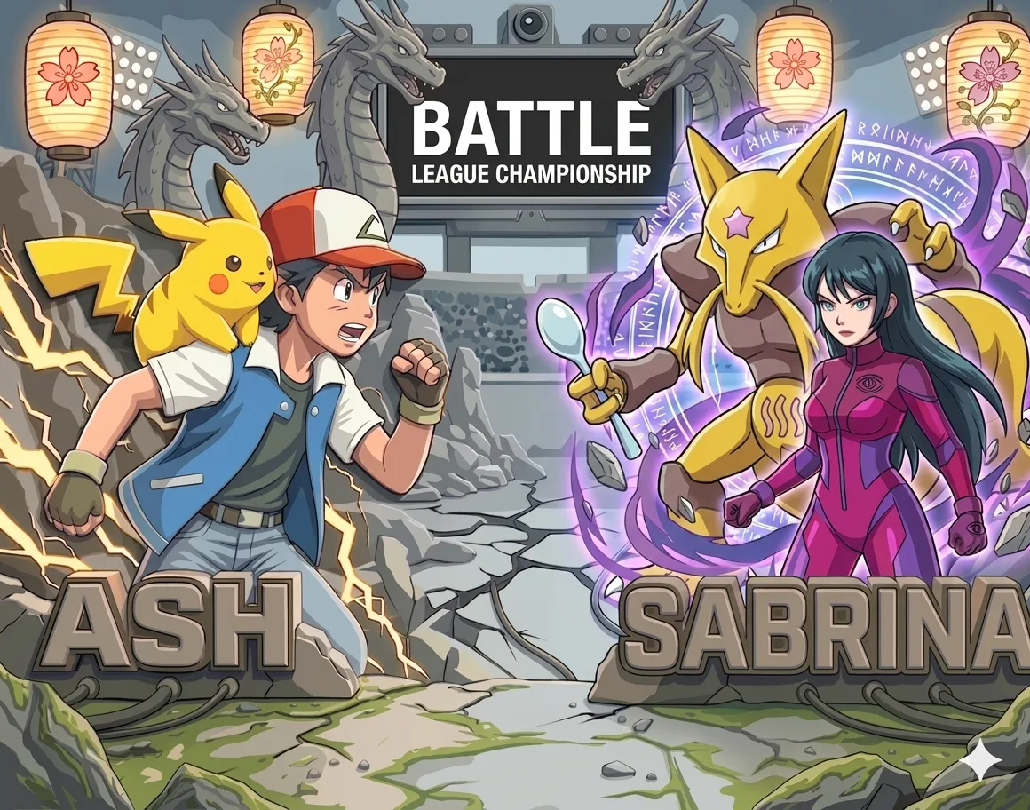 Gym Battle Pokemon Ash vs Sabrina