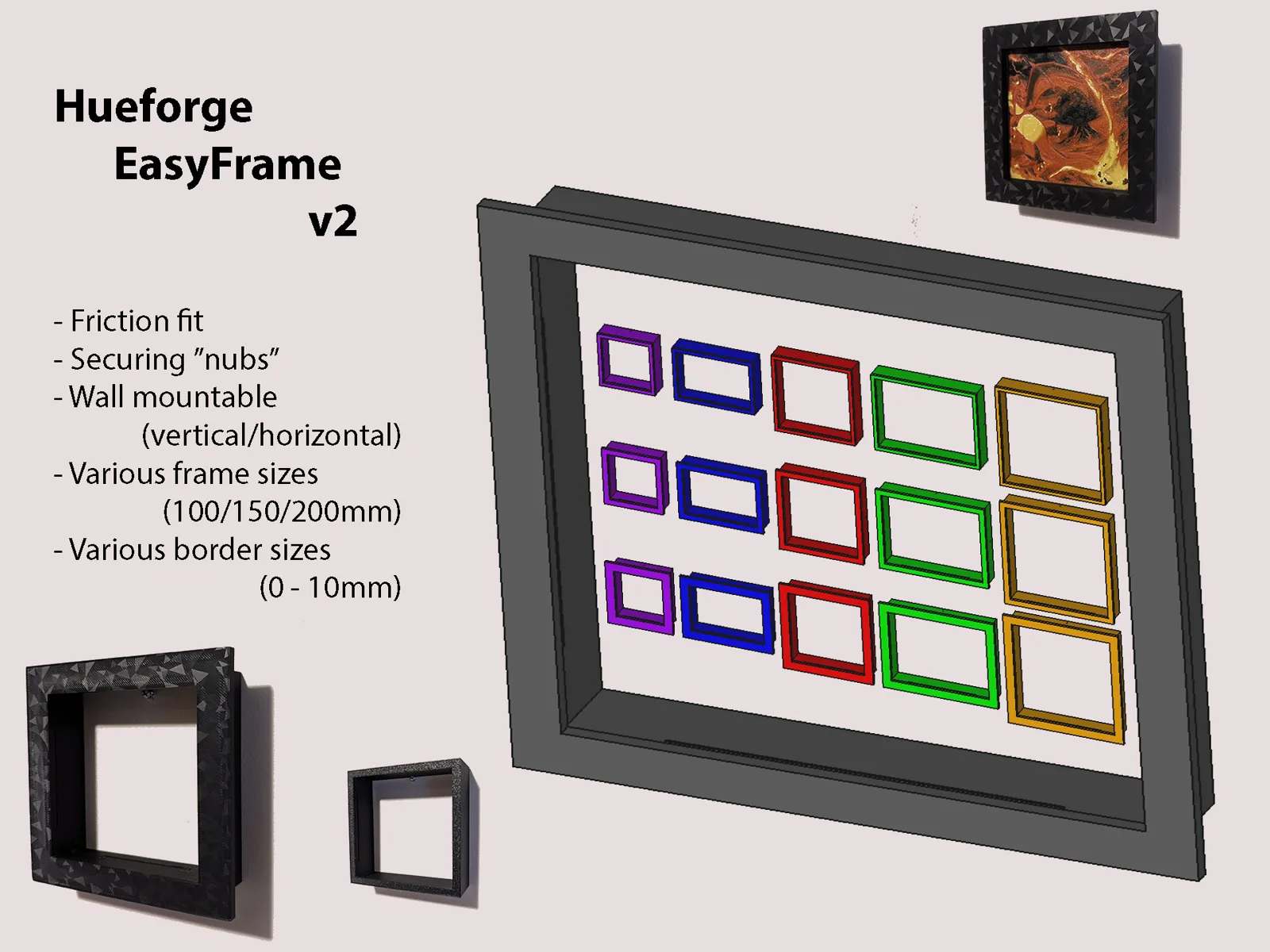 Hueforge Frame - EasyFrame v2 - Many Sizes/Borders