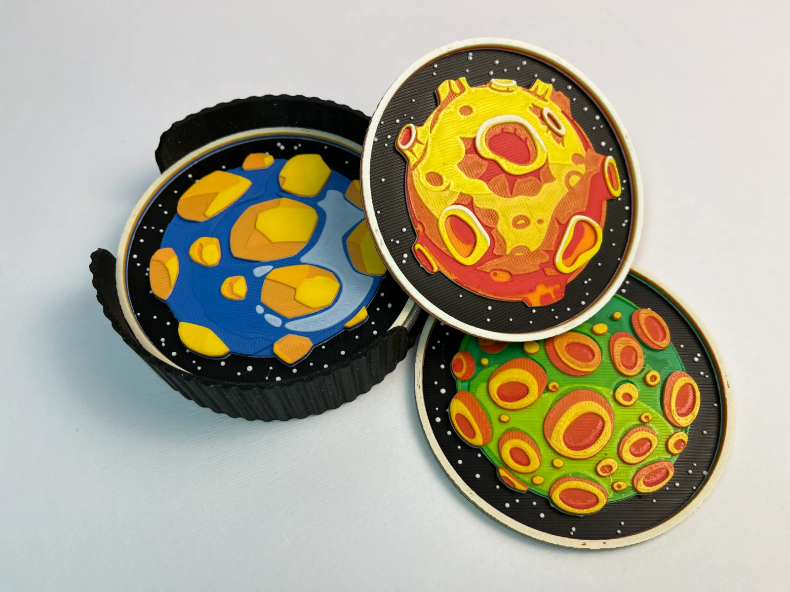Planets Space Coasters, set of 6 + Coaster Holder