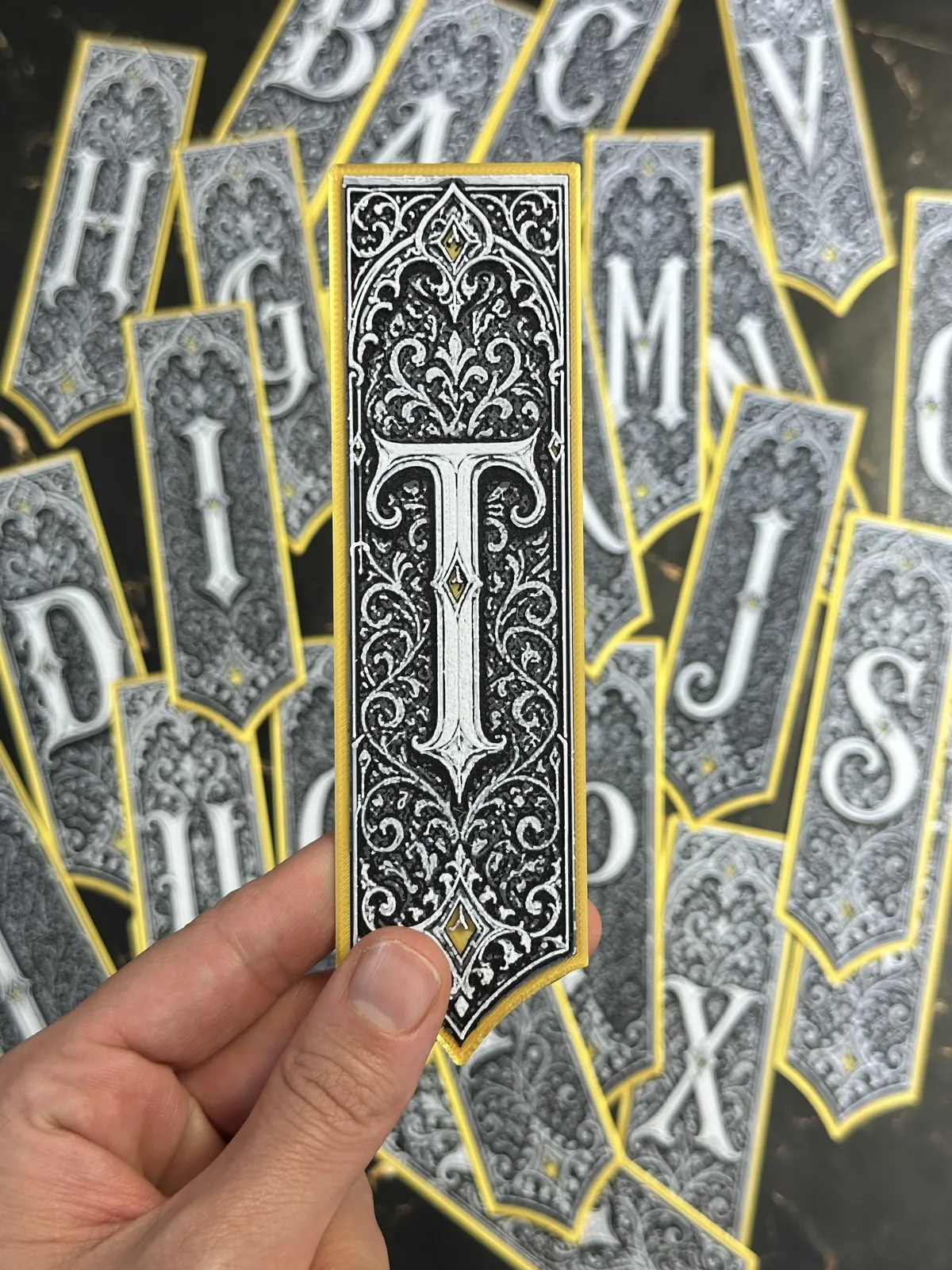 Gothic Letter T Bookmark - HueForge Alphabet