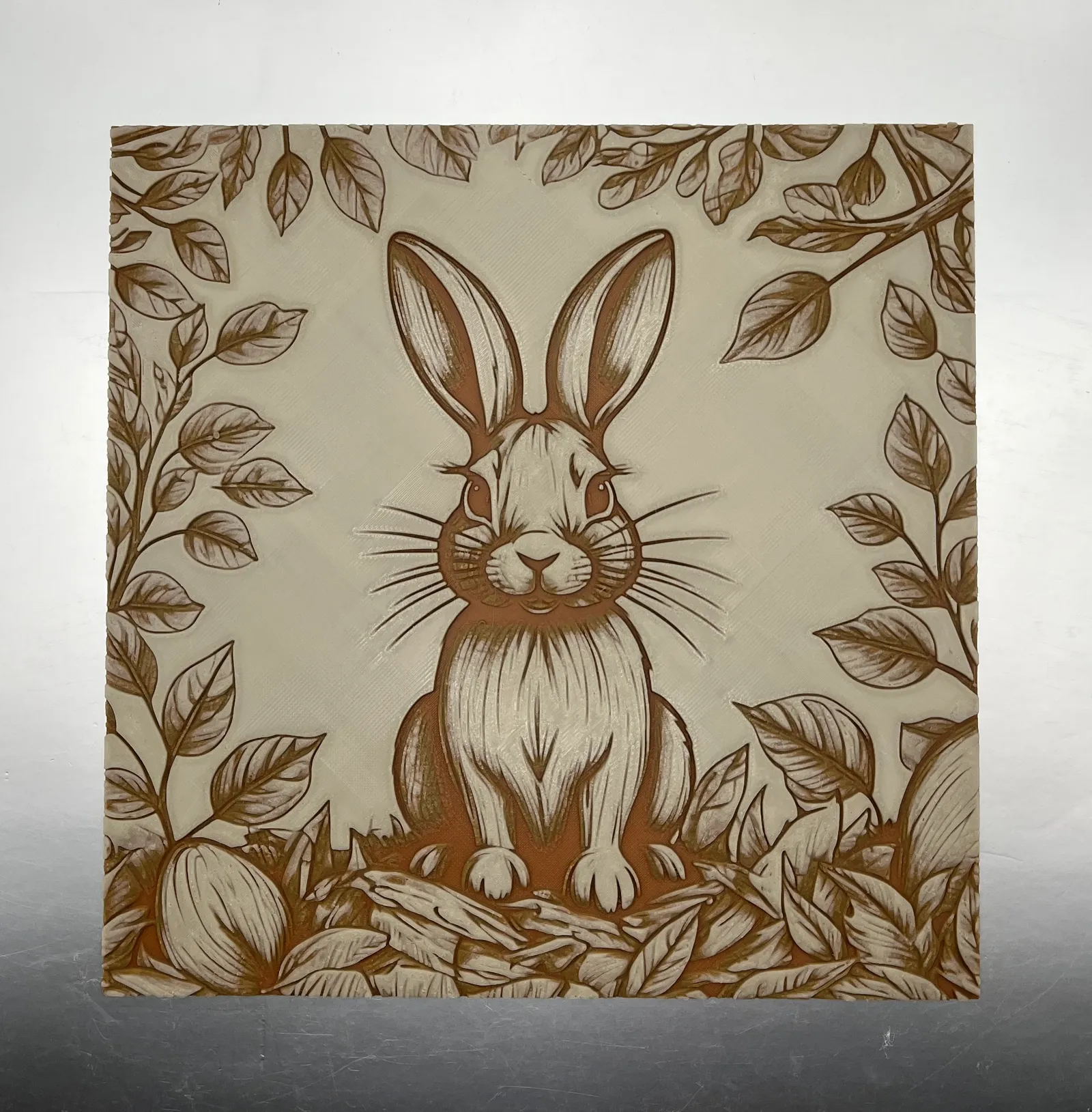 Woodland Rabbit Wood Engraving Hueforge