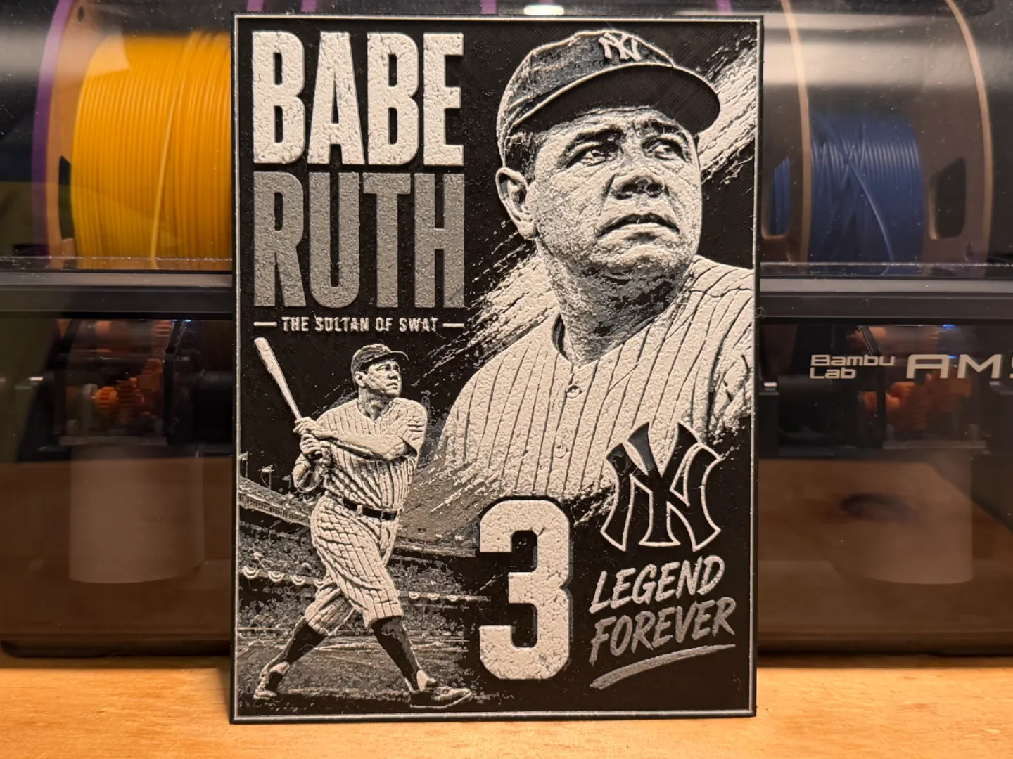 New York Yankees Babe Ruth Poster Style HueForge
